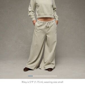 American Eagle Outfitters Wide Leg Sweatpants in Light Beige